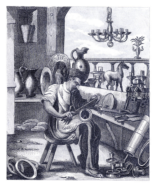 铁匠在车间工作16世纪