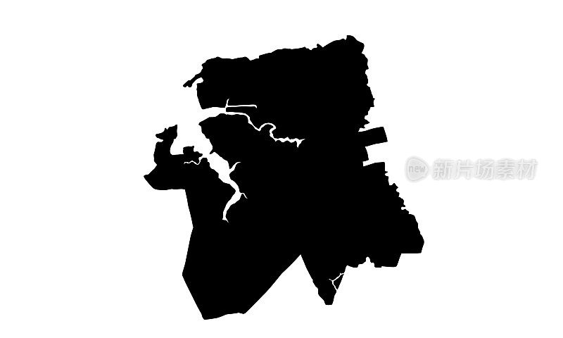 巴西Sao市黑色剪影地图Luís