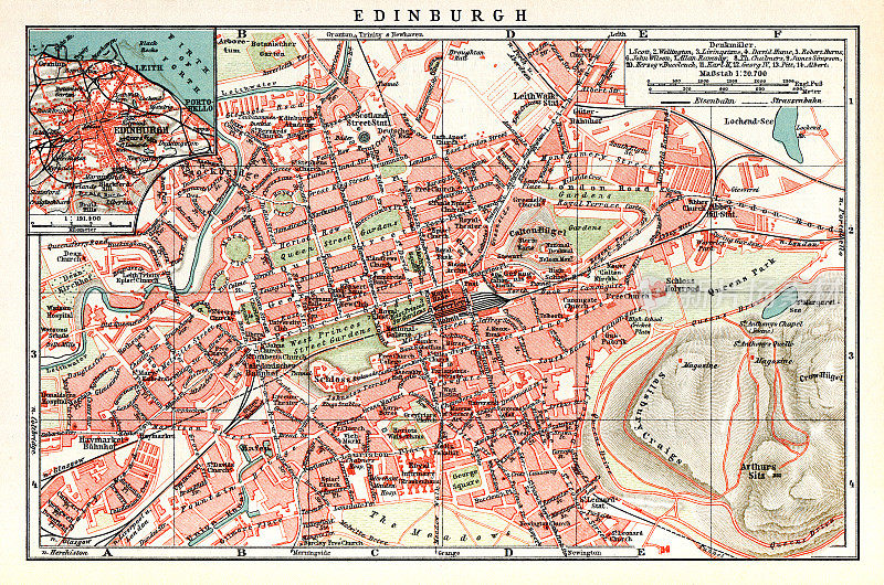 苏格兰爱丁堡地图，1898年