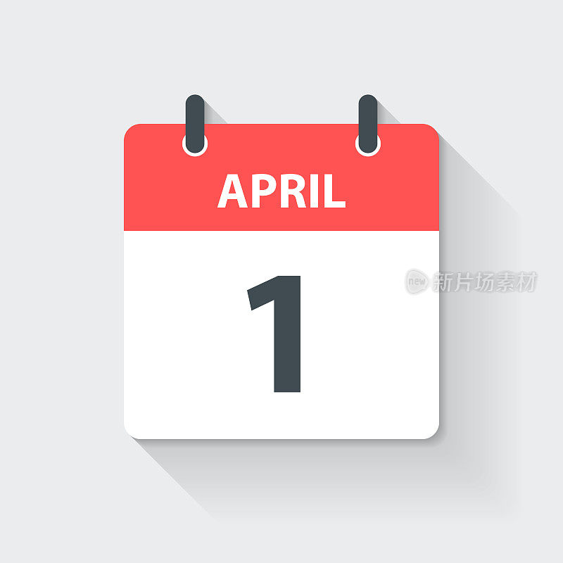 4月1日-每日日历图标在平设计风格