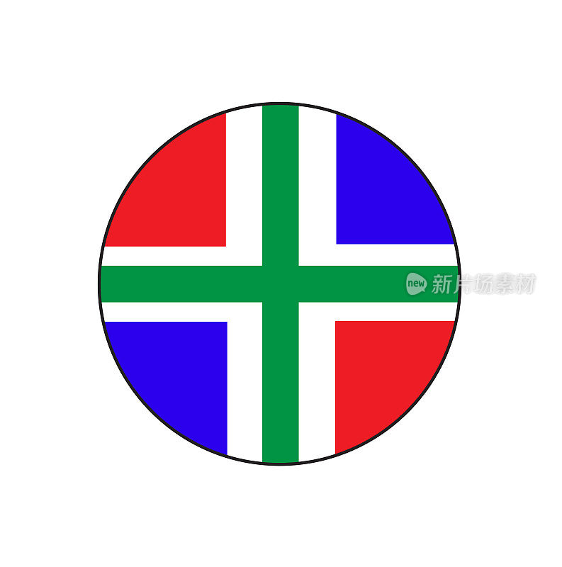 格罗宁根省旗圆矢量按钮在荷兰或荷兰在西欧
