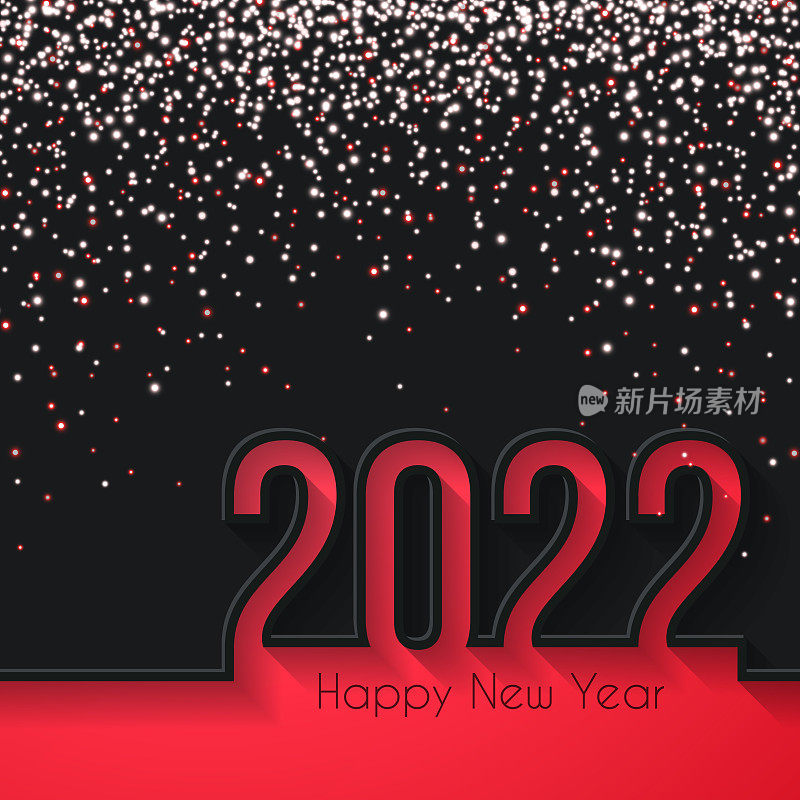 金色闪亮黑色背景，2022年新年快乐
