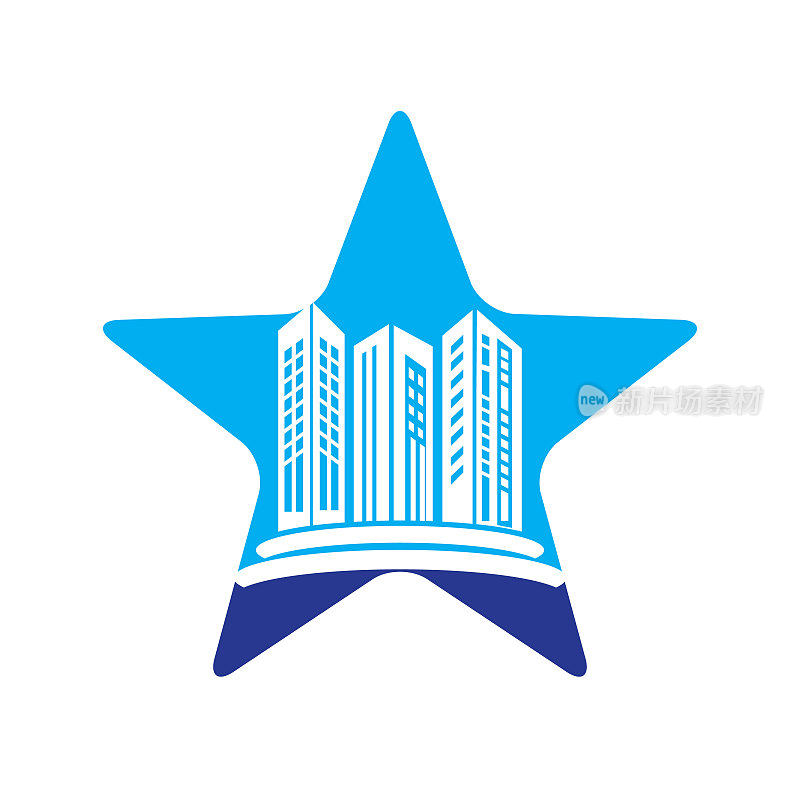 星空地产矢量logo设计。建筑和星星标志设计。