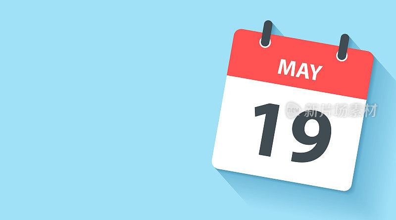 5月19日-平面设计风格的日历图标