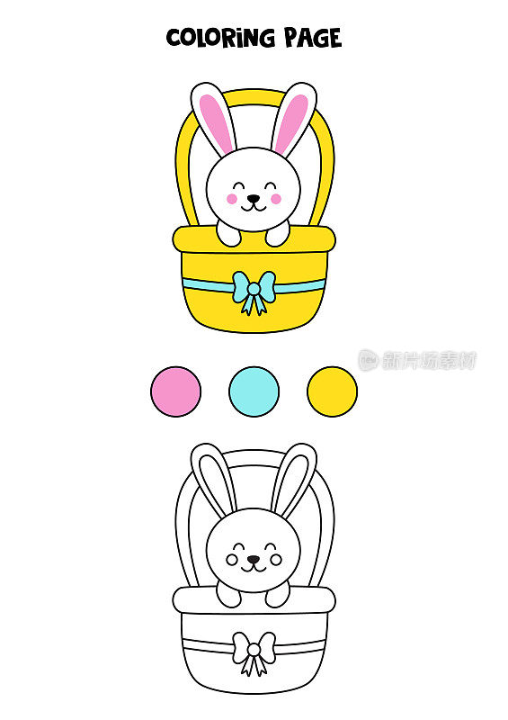 彩色可爱的复活节兔子。工作表的孩子。