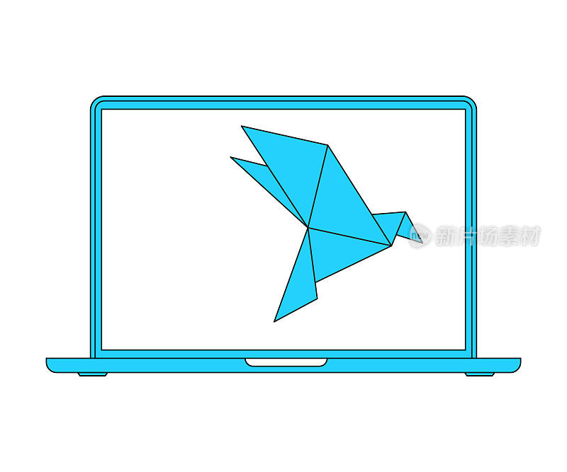笔记本电脑和折纸鸟