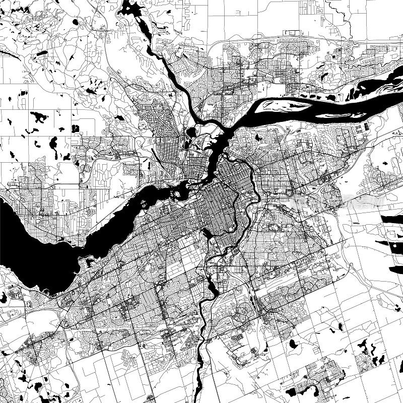 渥太华，安大略省，加拿大矢量地图
