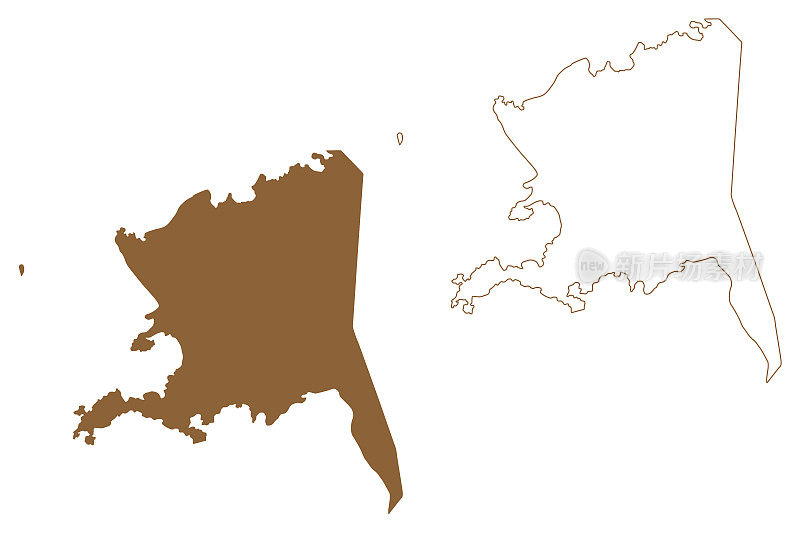 卡纳克群岛(西澳大利亚，澳大利亚联邦，印度洋)地图矢量插图，涂鸦草图Ngoorloormayup地图
