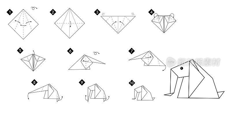 如何做折纸大象。黑线教程