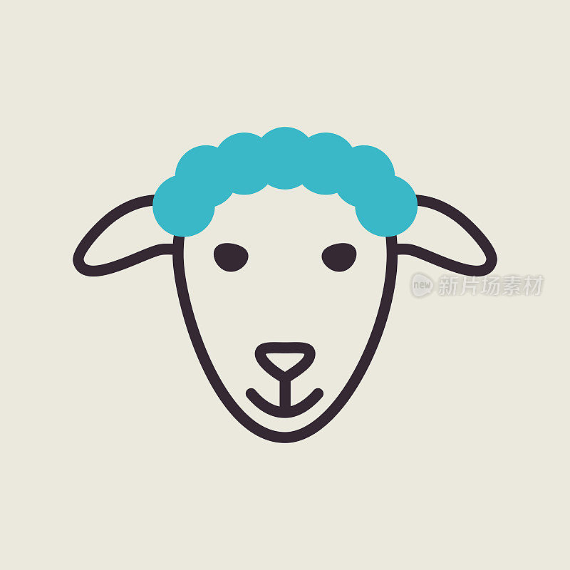 羊图标。农场动物病媒插图