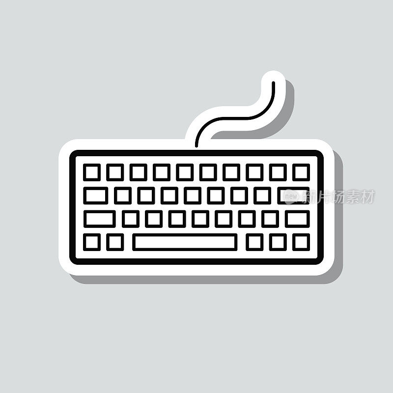 键盘。图标贴纸在灰色背景