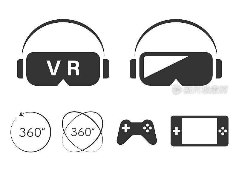 VR游戏耳机图标插图集