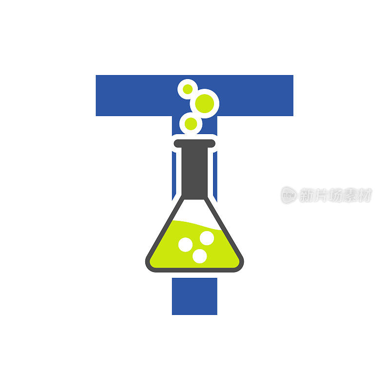 字母T实验室标志概念科学，保健，医疗，实验室，化学和自然符号