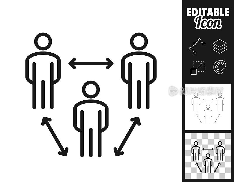 保持社交距离――保持距离。图标设计。轻松地编辑