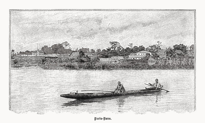 贝宁诺沃港的历史风貌,木刻,1899年出版