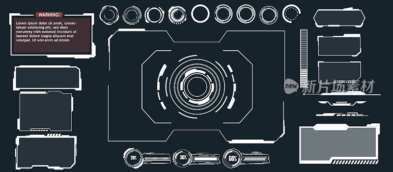 摘要技术未来概念hud界面全息图元素的数字数据和圆