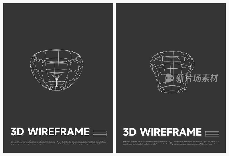 抽象黑白3D线框结构线形海报矢量背景集合