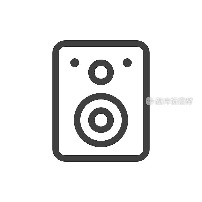 扬声器,音频,音乐线矢量图标在白色背景。可编辑的中风。像素完美。移动和网络。轮廓矢量图形。