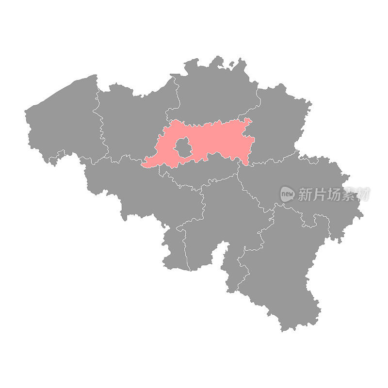 比利时弗拉芒布拉班特省地图。矢量插图。