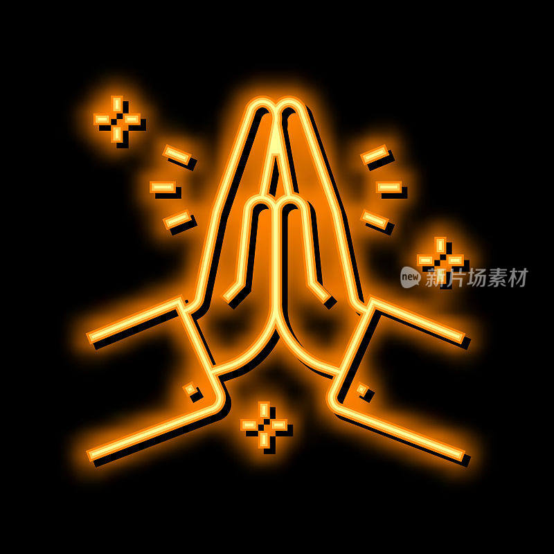 祈祷宗教霓虹灯发光图标说明