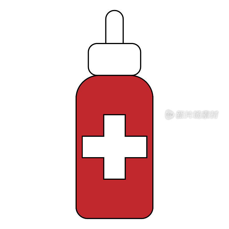 医用喷雾剂，移液瓶，简单的平面插图