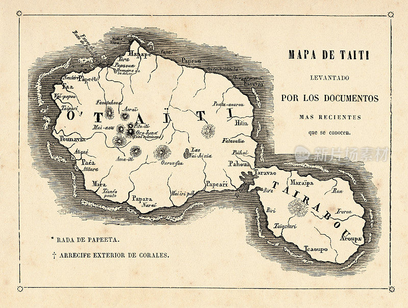 塔希提岛1854年的古地图