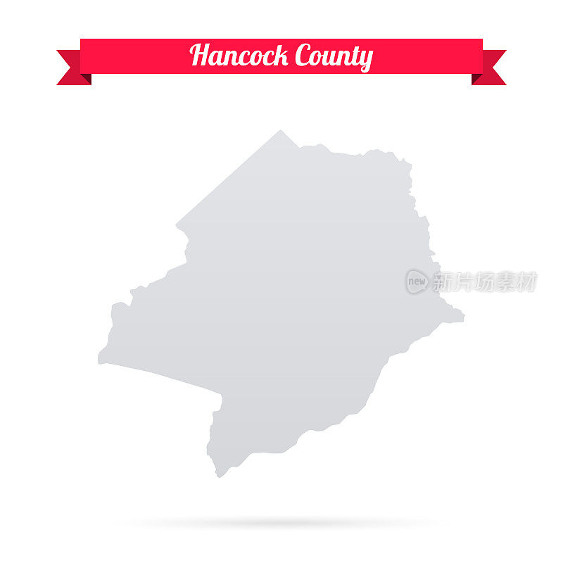 佐治亚州汉考克县。白底红旗地图