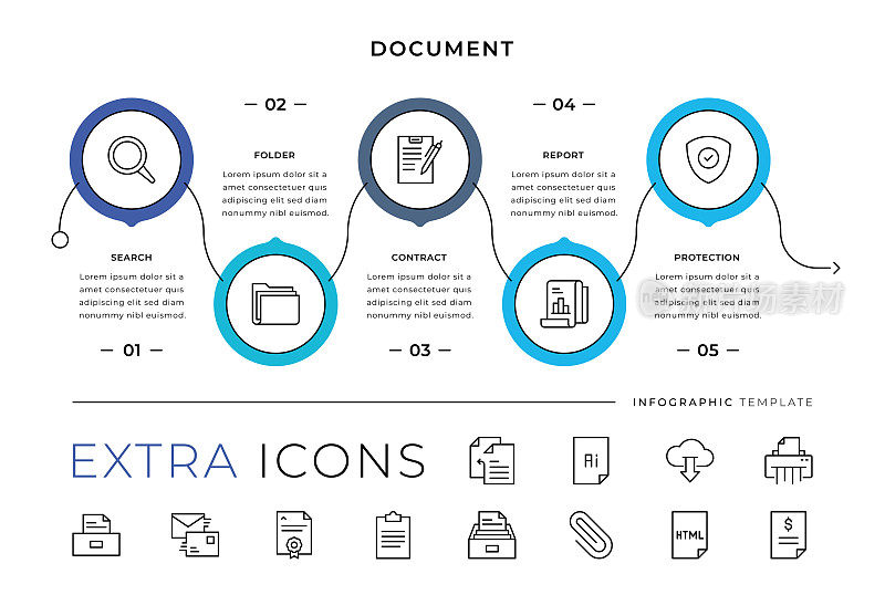 文档线图标和信息图表模板
