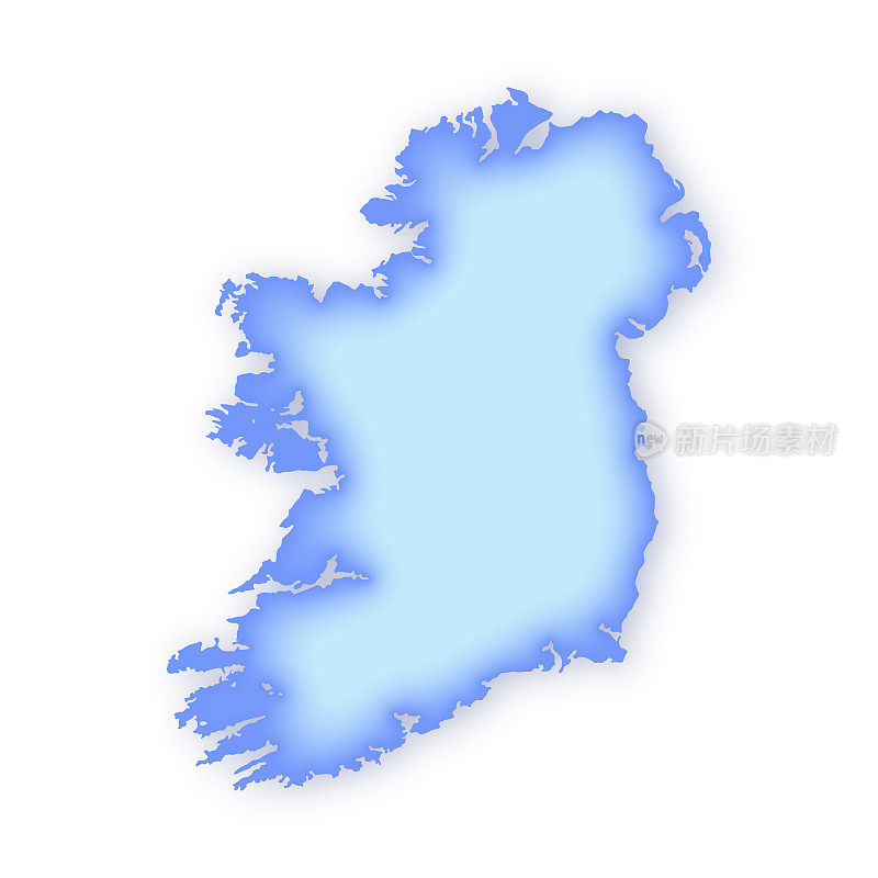爱尔兰软蓝色矢量地图插图
