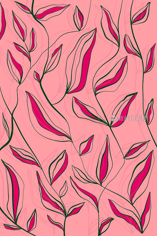 海报设计的花朵在粉红色的背景