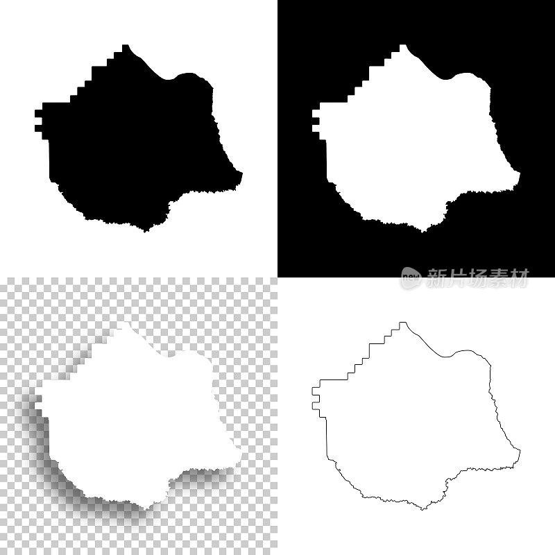 皮尔斯县，乔治亚州。设计地图。空白，白色和黑色背景