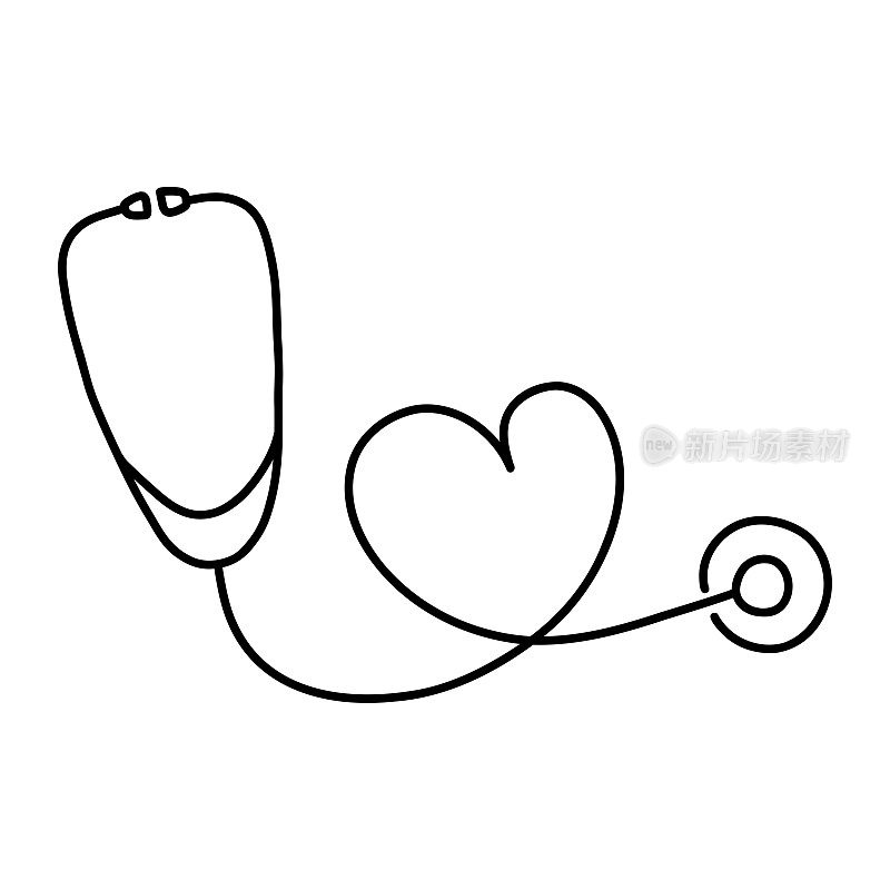 医疗图标。健康，医生，听诊器，心脏