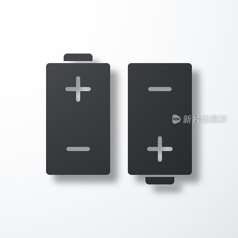 两个电池。白色背景上的阴影图标