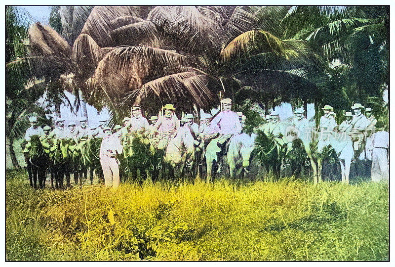 古色古香的黑白照片:西班牙“国民警卫队”，古巴