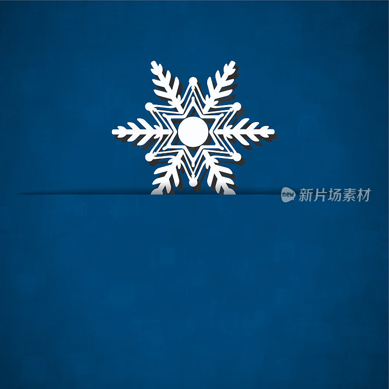 一个矢量插图的白色雪花滑入一条狭缝在黑暗的午夜蓝色圣诞背景