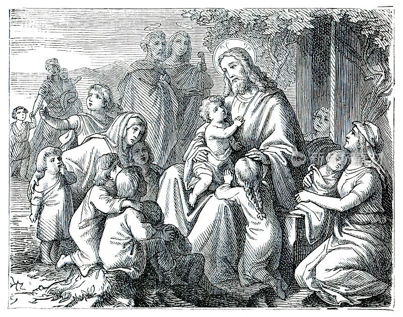 1882年耶稣与孩子们交谈的插图