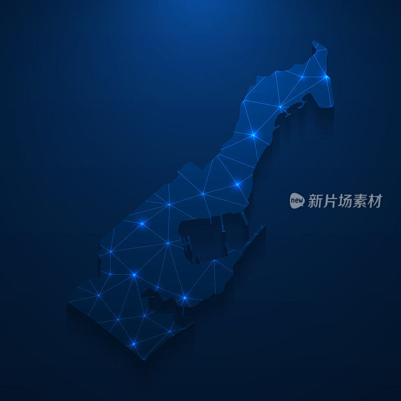 摩纳哥地图网络-明亮的网格在深蓝色的背景