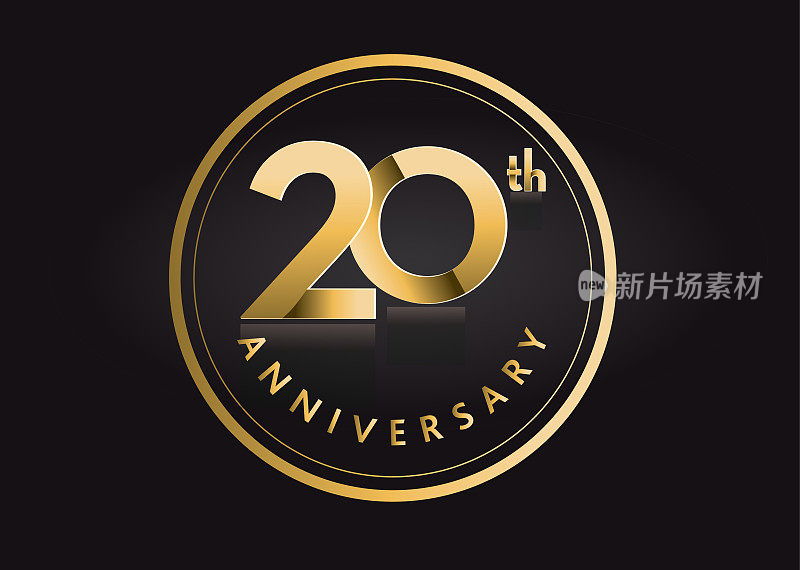 金色20周年庆典标签设计