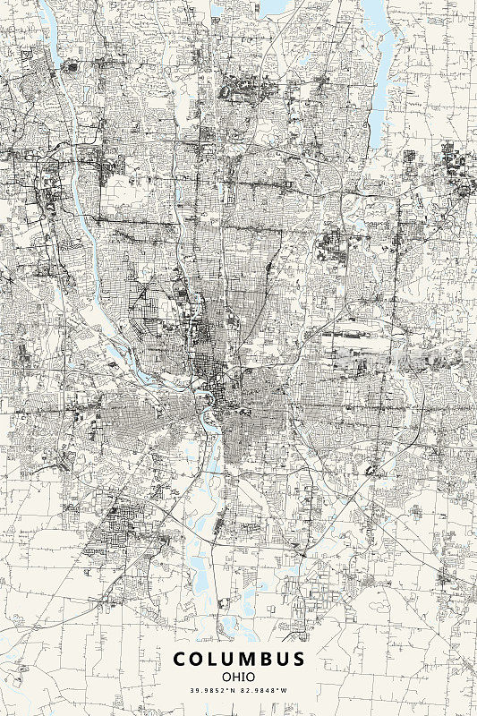 哥伦布，俄亥俄州矢量地图