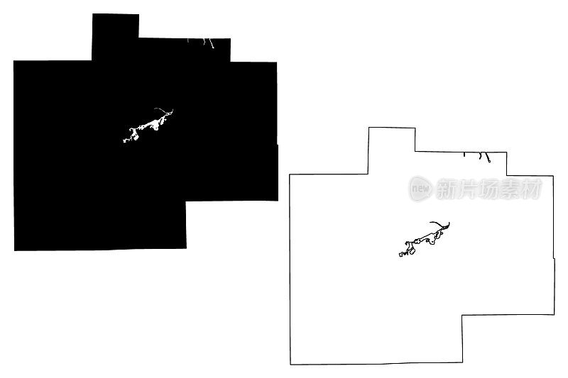 密歇根州萨吉诺县(美国县，美国，美国，美国)地图矢量插图，萨吉诺手绘地图