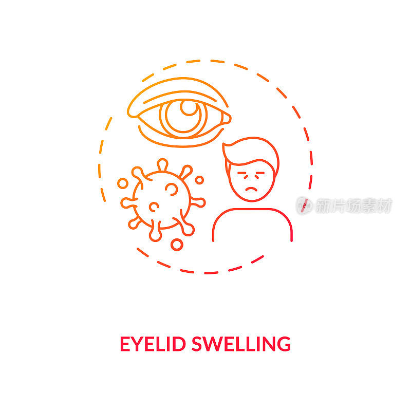 眼睑肿胀概念图标