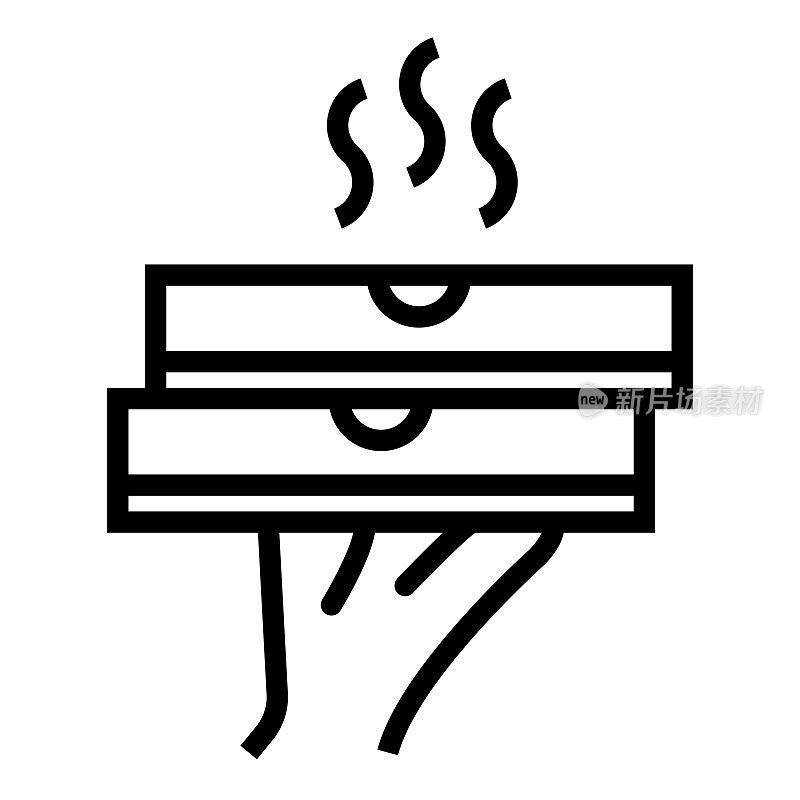 食品交付线图标,轮廓符号矢量插图