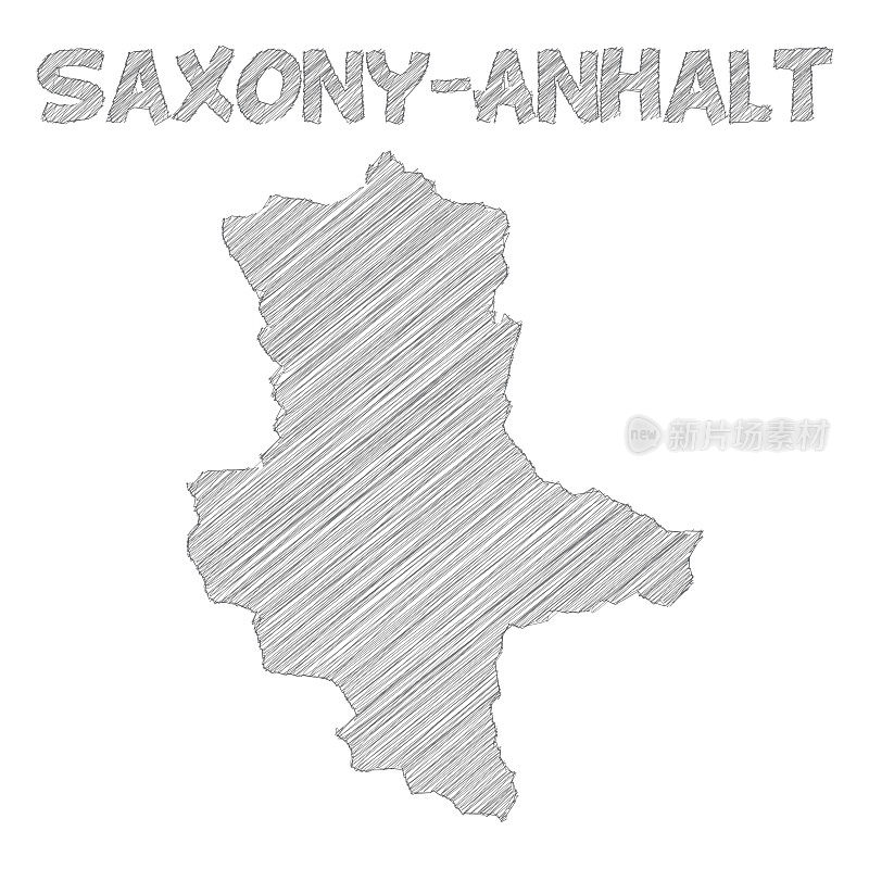 萨克森-安哈尔特地图手绘在白色背景上