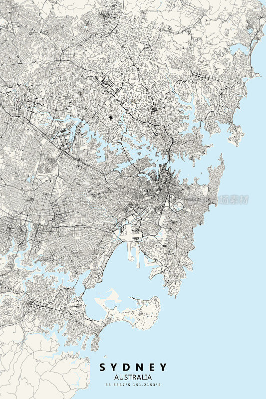 悉尼，澳大利亚矢量地图