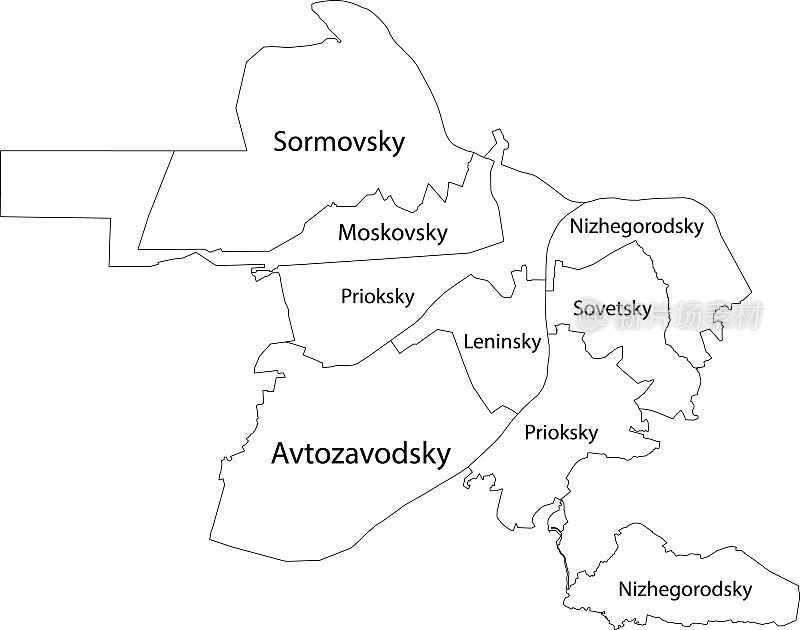 俄罗斯下诺夫哥罗德地区(地区)的白色地图