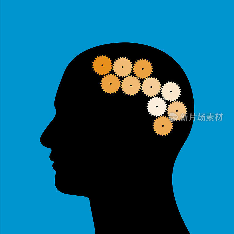 具有齿轮和连接的创造性思维概念