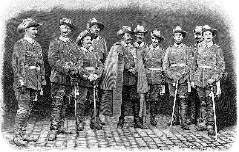 德国驻西南非洲殖民地保护部队的十名军官