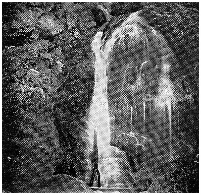 西班牙古色古香的旅行照片:格拉纳达，瀑布