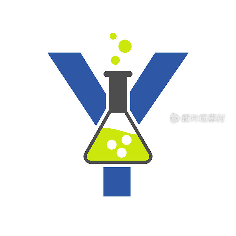 字母Y实验室标志概念科学，保健，医疗，实验室，化学和自然符号