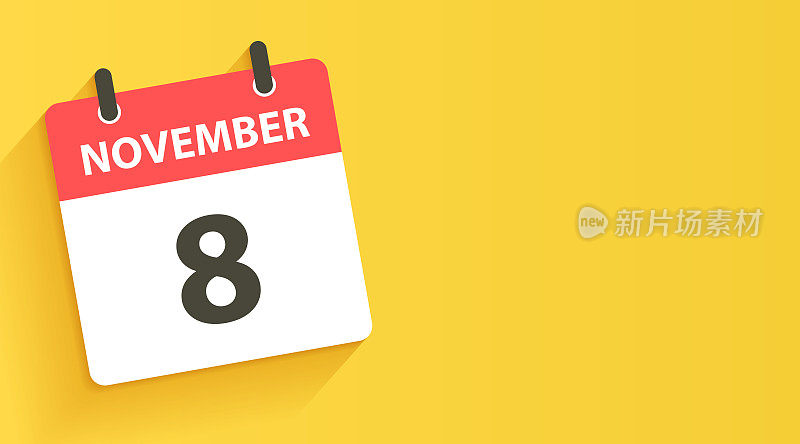 11月8日-日常日历图标在平面设计风格